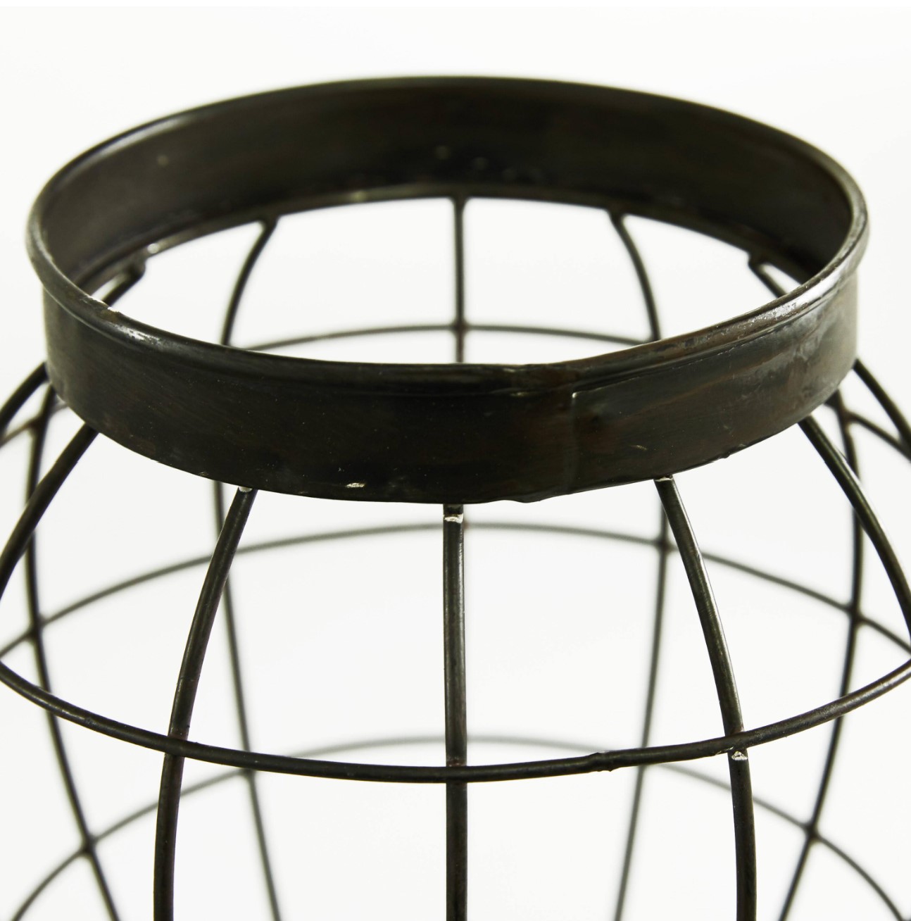 Black Metal Caged Style Decorative Jars with Wood Lids (Set of 2)