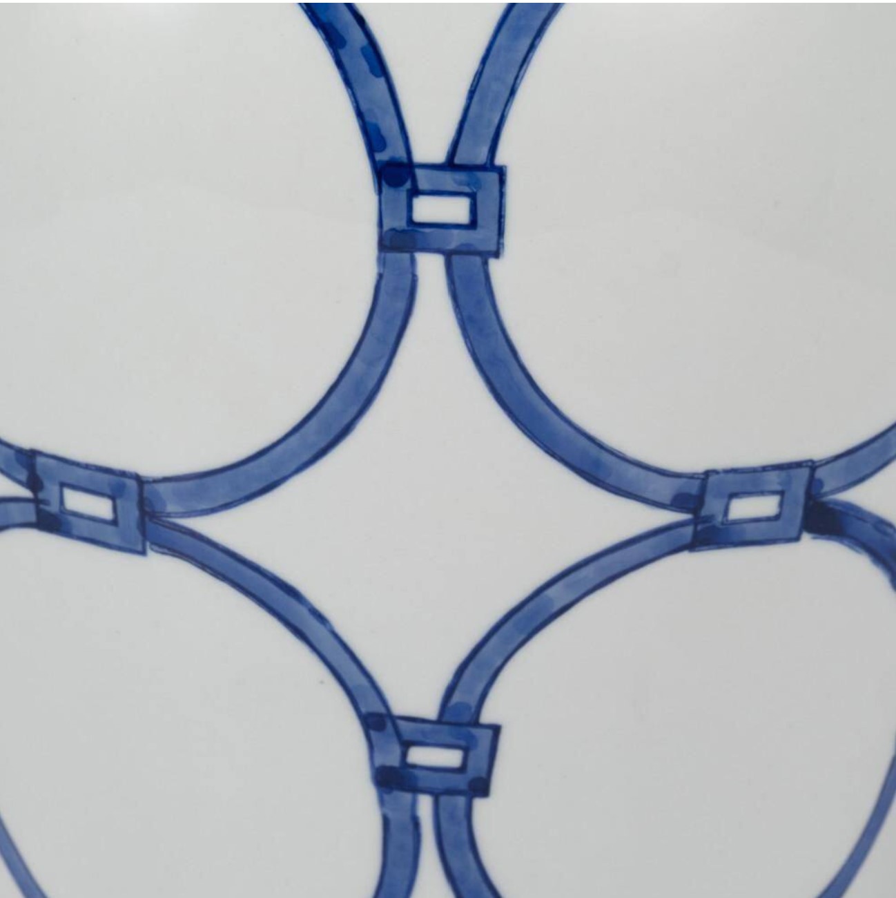 18 in. Blue/White Ceramic Links Temple Jar